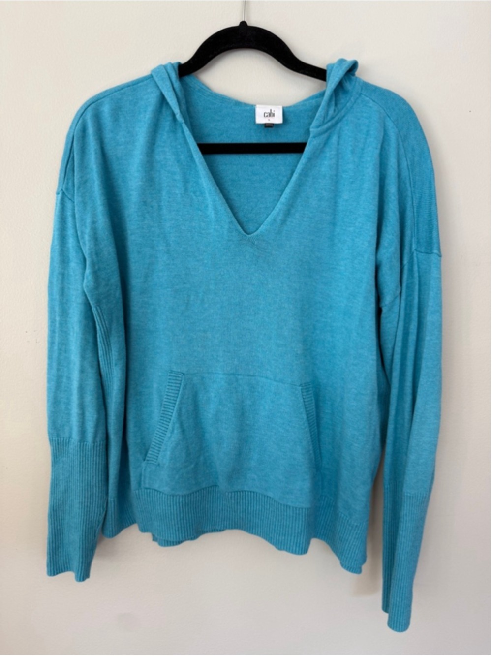 CAbi Turquoise Blue Hop To Hoodie Sweater Size L EUC - Picture 4 of 7